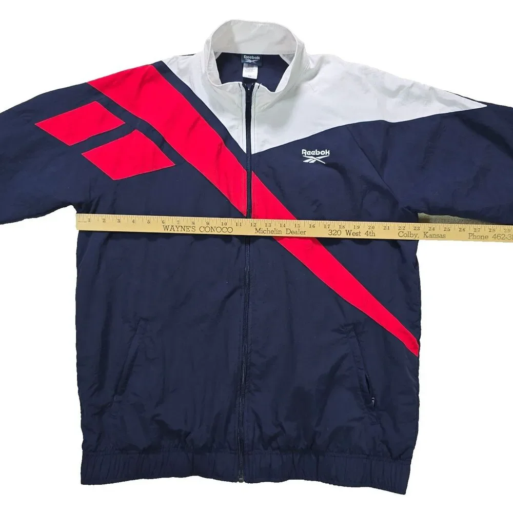 Vintage Reebok Jacket Size XL Red White Blue Zip Track Warm Up Pockets Athletic